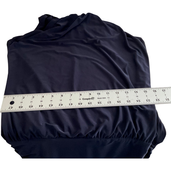 Cach'e Women's 8 Navy Blue Dress Halter Bodycon Ruched Metal Necklace - Picture 6 of 13